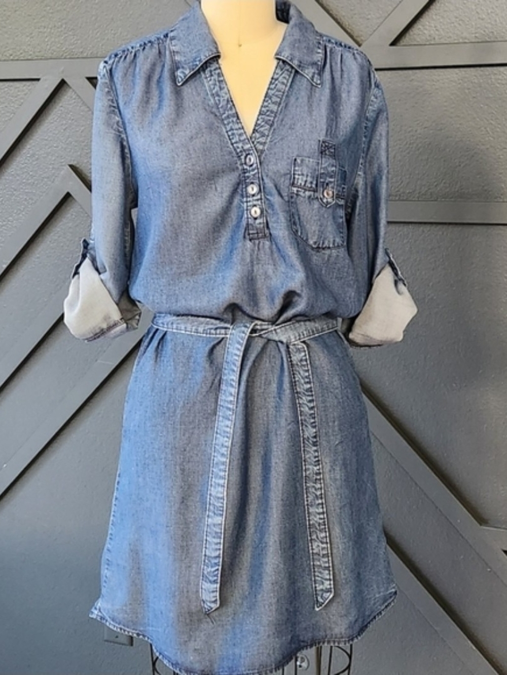 {Velvet Heart} Tie-belt Denim Shirt Dress Size Small